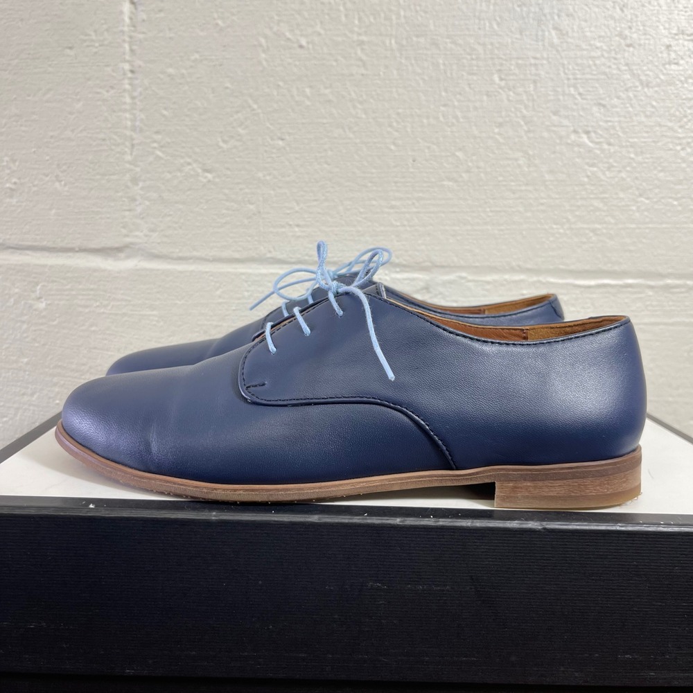 Julia Bo Navy Blue Soft Leather Plain Toe Comfort Shoes Women's 38 EU/7.5-8 US - Picture 4 of 10